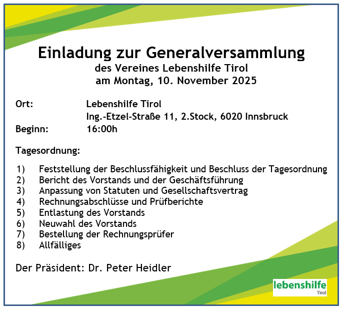 Einladung Generalversammlung 2025