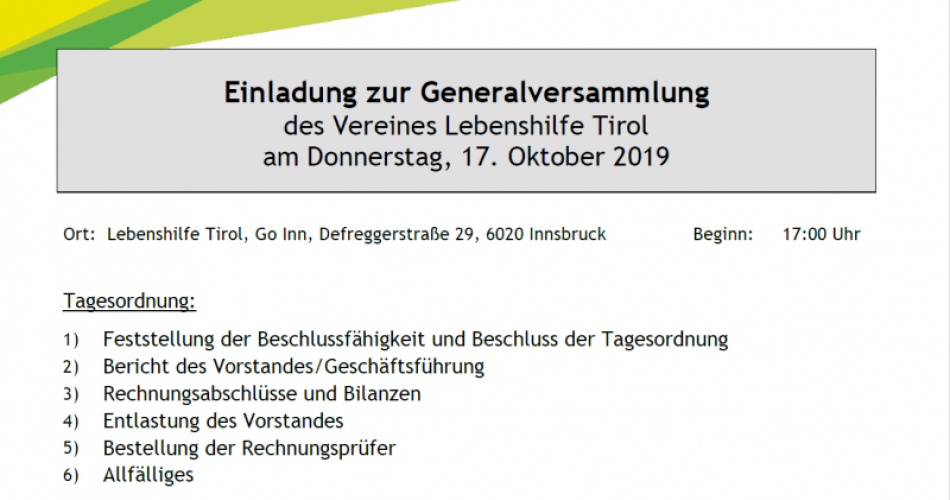 Flyer Generalversammlung 2019